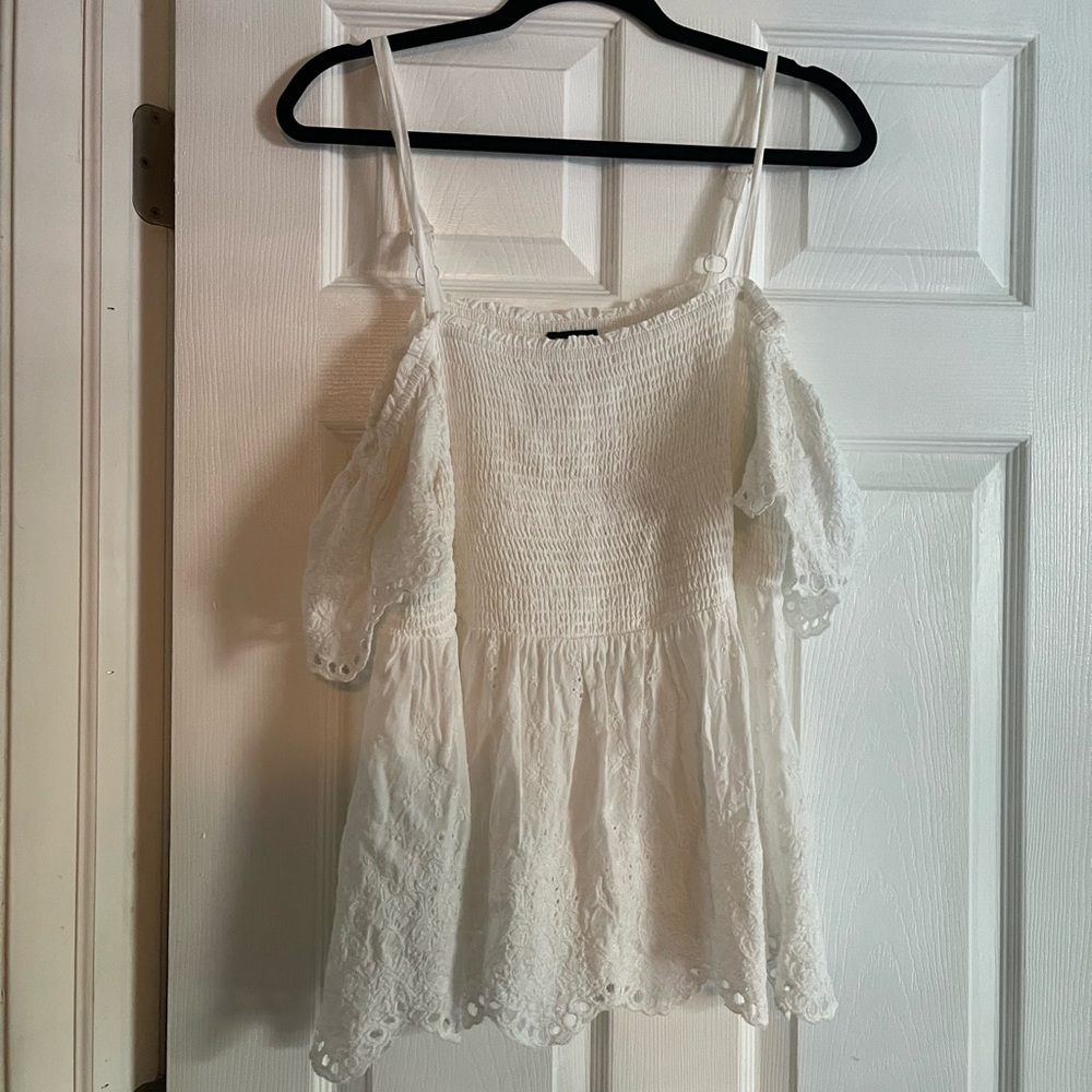 Cold shoulder peplum blouse